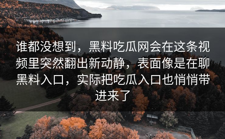 谁都没想到，黑料吃瓜网会在这条视频里突然翻出新动静，表面像是在聊黑料入口，实际把吃瓜入口也悄悄带进来了