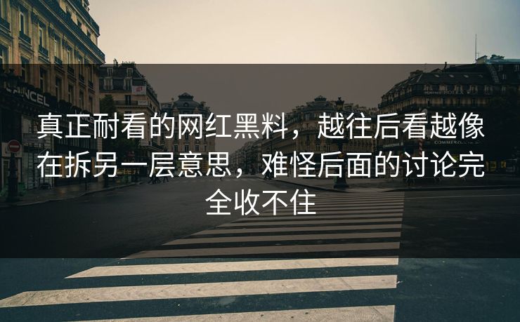 真正耐看的网红黑料，越往后看越像在拆另一层意思，难怪后面的讨论完全收不住