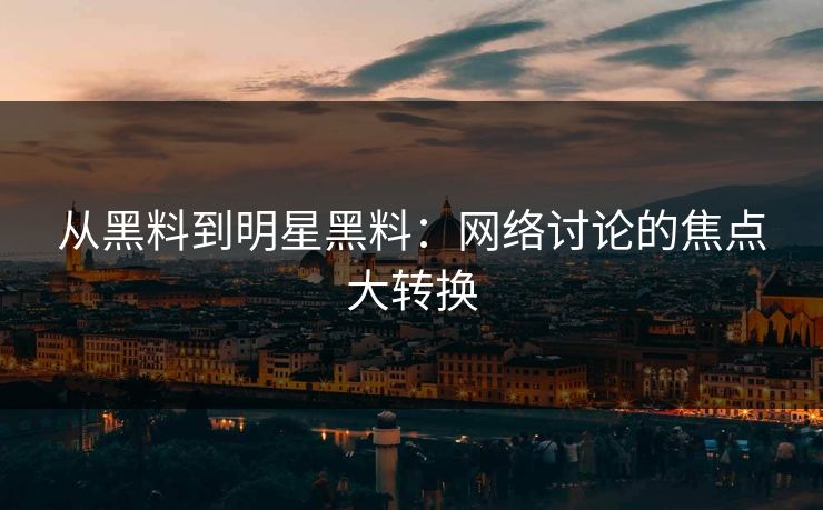 从黑料到明星黑料：网络讨论的焦点大转换