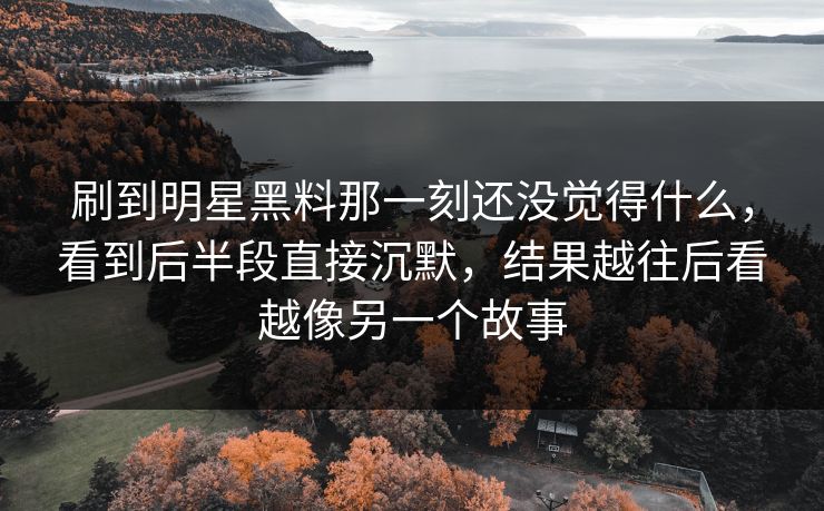 刷到明星黑料那一刻还没觉得什么，看到后半段直接沉默，结果越往后看越像另一个故事