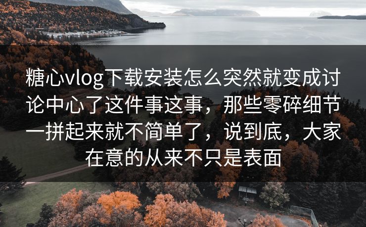 糖心vlog下载安装怎么突然就变成讨论中心了这件事这事，那些零碎细节一拼起来就不简单了，说到底，大家在意的从来不只是表面